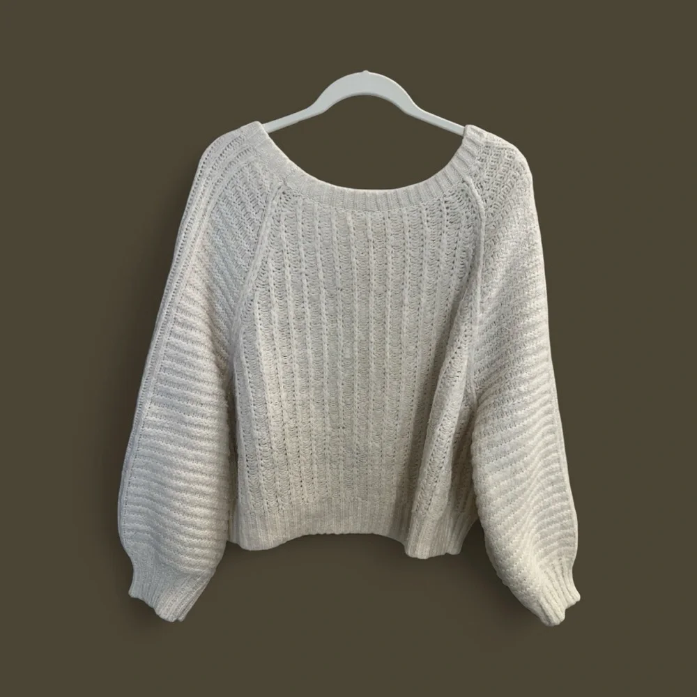 Free People Carter Pullover Sweater in Ivory Size M - Picture 5 of 8